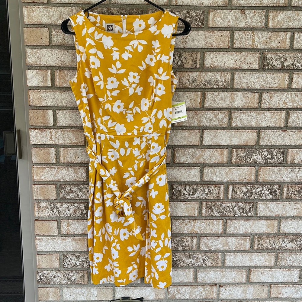 NWT Ann Klein yellow white floral dress size 4